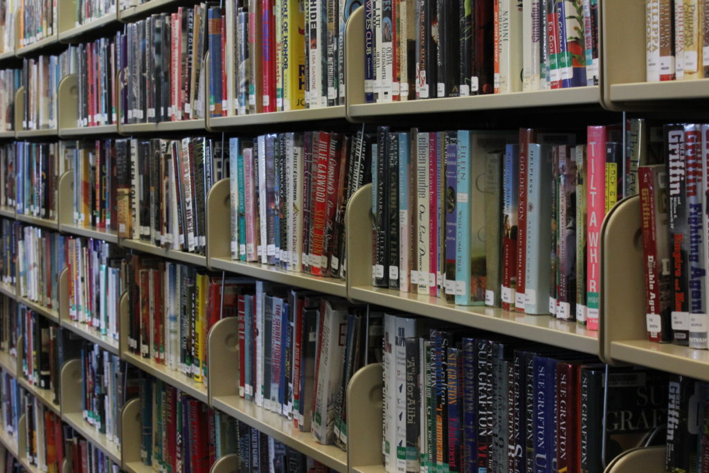 Bookshelves full of books